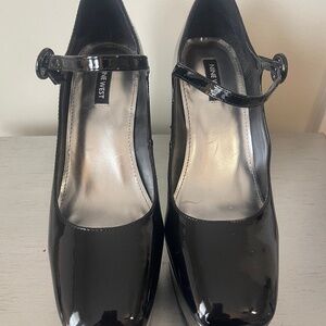 Nine West Kares 3 Black Patent Leather Mary Jane Platform Heels